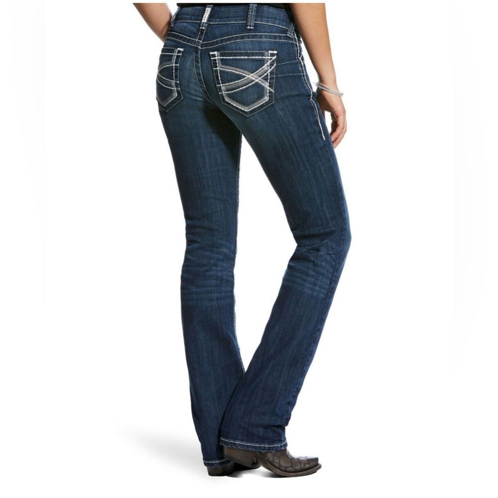 Ariat Women's R.E.A.L. Mid-Rise Slim Fit Stackable Straight Leg Jeans Size 28R